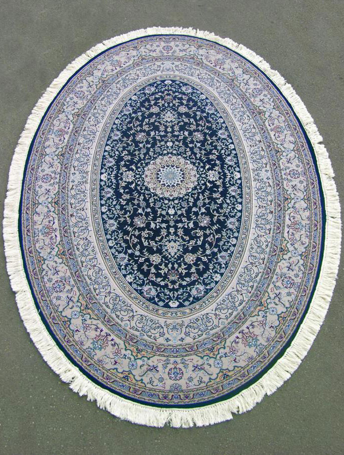 Килим Hamadan Silk 5.75058-dark blue овал